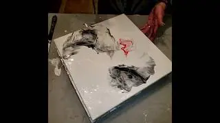 #5 Акрил заливка. Монохром. Black and White challenge by Lisa Wyatt response. Acrylic pour.