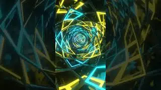 #Short #Abstract Background Video 4k Blue Yellow Geometric Metallic Tunnel VJ #LOOP NEON Calm #ASMR