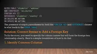 How to Fix ERROR 1064 When Adding a Foreign Key in MySQL Workbench