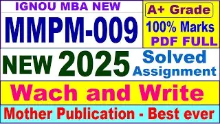 MMPM 009 solved assignment 2025 in English || mmpm 009 solved assignment 2025 || ignou mmpm009 2025