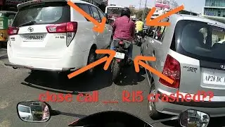 RACE WITH R15 V2 IN HYDERABAD TRAFFIC_ALMOST CRASHED BIKE | CLOSE CALL | MUST WATCH IT