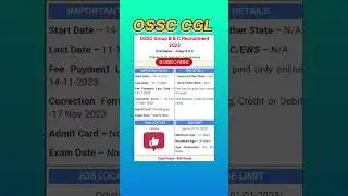 OSSC CGL Group B & C recruitment October 2023 #shorts #job
