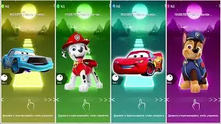 Strip Weathers vs Marshall vs Lightning McQueen vs Chase in Tiles Hop Coffee Dance