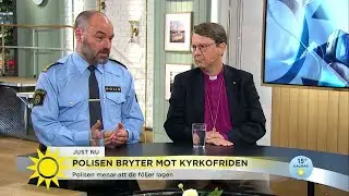 Polisen stormar kyrka - förnekar kyrkofridens existens - Nyhetsmorgon (TV4)