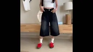 High Waist Washed Denim Jorts  #yesstyle #ootd #fashion #kpopstyle #shorts #jorts #streetstyle