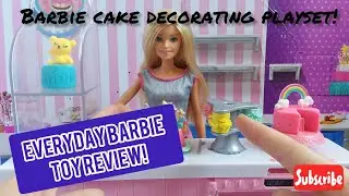 Barbie cake decorating playset, make DIY cakes | Everyday Barbie toy review!