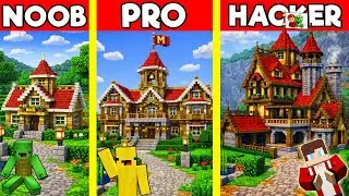 MAIZEN MANOR House Build Battle In Minecraft - NOOB VS PRO CHALLENGE - Maizen Mizen Mazien Parody