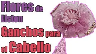 COMO HACER 1 MOÑO FLOR KANZASHI Y Borlas,Flores de Liston, Manualidades la Hormiga 🐜🎀 🎬 #900