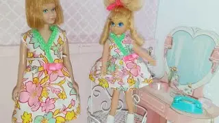 Vintage Skipper and Tutti doll matching dresses