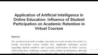 Application of Artificial Intelligence in Online Education  Influence of Student Participation on Ac