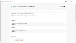 Leetcode Single Element in a Sorted Array
