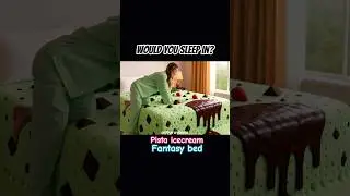 Would you sleep in pista ice-cream fantasy bed? 😍 with ASMR sound Ai video  #shorts #viral #trending