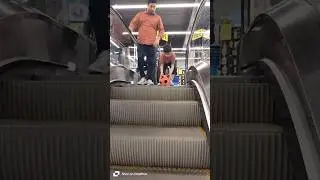 Cute Baby Funny Racer Ball 🏀 on the escalator 🤣😅#shorts