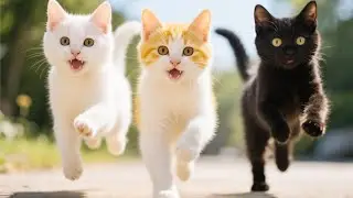 Красивые кошачьи гонки на дороге &mdash; милое видео с кошками