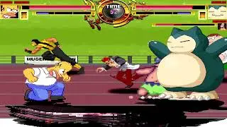 NICK54222 MUGEN: Homer Simpson VS Snorlax & Patrick Star