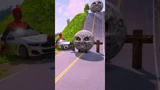 🚍School Bus & Moon vs Logs Trap in the game BeamNG.drive #shorts