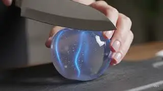 Cutting a Glowing Glass Apple | Realistic Hand ASMR 🍏✨