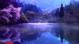 Gentle lulling music, a beautiful mountain lake, relaxation., the strongest music therapy