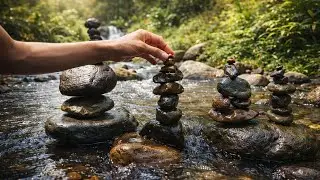 Peaceful River | Stone Balancing Sounds (No Talking) #relaxingmusic #relax #soothingrelaxation 