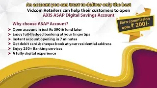 Axis Bank A/C opening through Vidcom.