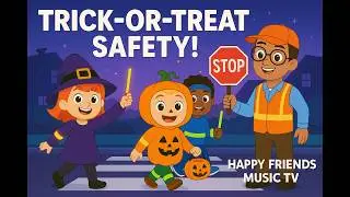 Trick-or-Treat Safety Song for Kids | Halloween Night Rules & Kind Fun | Happy Friends Music TV