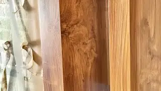 Teak wood grain work on painted surface 