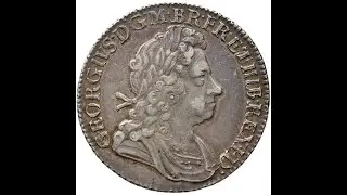1723 Shilling George I Coin UK Silver SS and C in angles