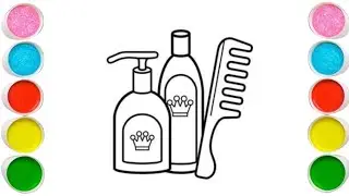 How to draw a comb and shampoo easy step by step | Comb drawing and coloring tutorials