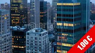 Urban Office Window Lights Tilt Down HD Stock Footage