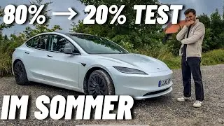 Tesla Model 3 Highland summer fuel consumption test &ndash; battery life from 80 to 20%!