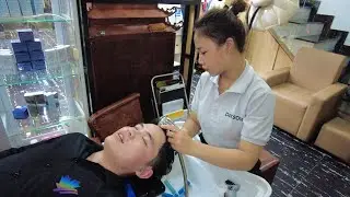 $4 Vietnam Street Massage Face and Wash Hair with Girl in Hoang Nguyen Salon Da Nang City