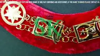 Shriners Chain Collar Gold Plated on Red Velvet, Masonic Regalia Shriner Chain Collar