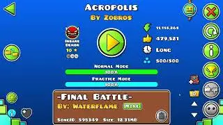acropolis 100% by zobros (insane demon) | geometry dash | ZairoX