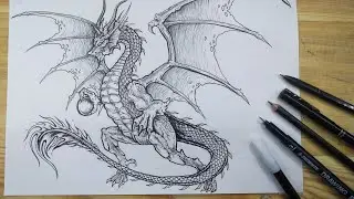 MENGGAMBAR NAGA TERBANG || How to draw winged dragon@DonaArt_Bdg-GoresanJiwa #sketsa#drawing
