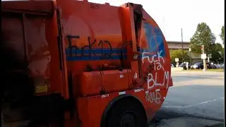 Kenosha Wisconsin 8/25/2020 -Burned Garbage Truck Among Demonstrators - Jacob Blake Riots And Unrest