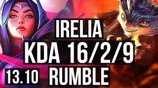 IRELIA vs RUMBLE (MID) | 16/2/9, Legendary, 300+ games | KR Master | 13.10