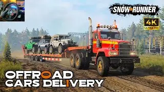 SnowRunner - Hauling Offroad Cars Through Forest Trails! | Freightliner M916A1 | Logitech G29