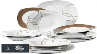 18 Piece Ceramic Porcelain Kitchen Dinner Plates Set Tableware Set with Dinner Plate