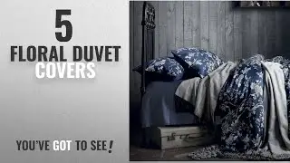 Top 10 Floral Duvet Covers [2018]: Eastern Floral Chinoiserie Blossom Print Duvet Quilt Cover Navy