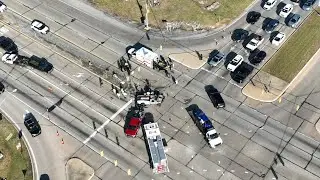 Drone Footage: 3-Vehicle Crash with Rollover & Medevac