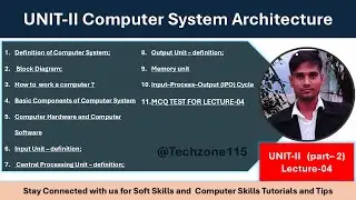 Basic Computer By sonu Sir lecture 04 #unit-II Part-02  Computer Archietecture  #techzone115 #sonu7i