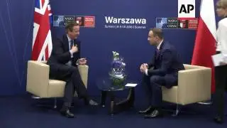 Cameron, Duda handshake at NATO summit