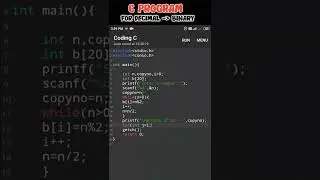 Decimal To Binary Conversion || C Programming 
