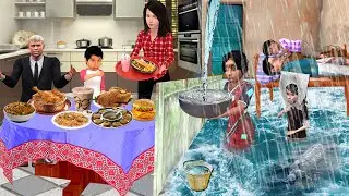 Heavy Rain Floods Rich Vs Poor Life Garib Vs Amir Ka Zindagi Hindi Kahani Moral Stories Comedy Video