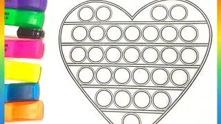 How  to color a pop it heart easy /Rainbow ABC Art Kids!  