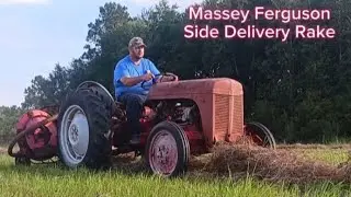 Massey Ferguson side delivery rake on our TO-20 tractor