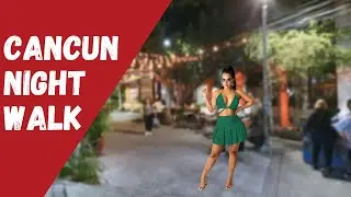 Cancun Walk - Parque de las Palapas at Night - December 2021