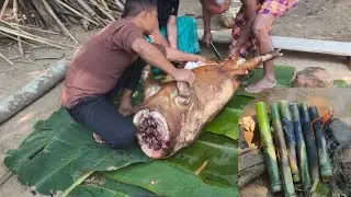 Pork Bamboo Under Boil || Traditional Trible Favourite Meat Village Style Cooking Recipe..