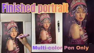 💥Realistic Multi-Color Pen Portrait | Hmong Traditional Dress 🔥
