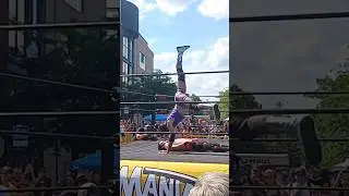 Marco Narcisso's cartwheel elbowdrop at Tacomania! #enjoy #wrestling #Pittsburgh #shorts #cartwheel